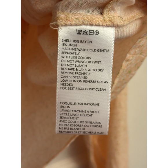 Urban Outfitters Peach Floral Twist Linen Long‎ Sleeve Crop Top Size Medium - Picture 3 of 8